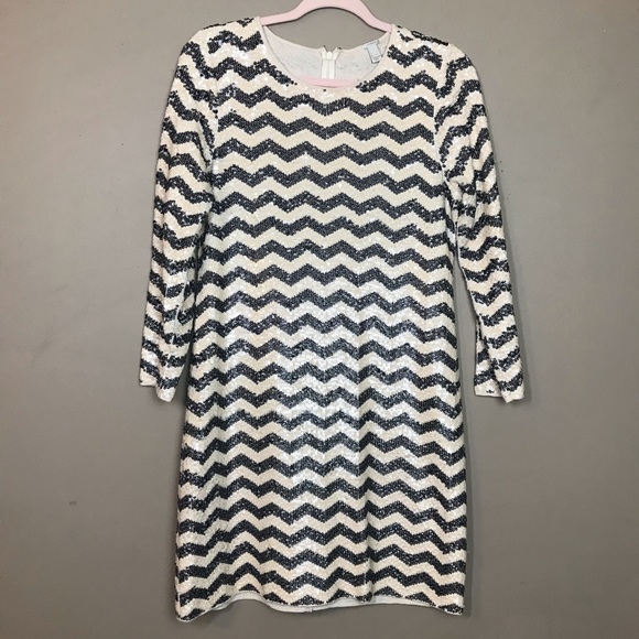J. Crew Zig Zag Sequin Cream Dress Size Small - Picture 2 of 7